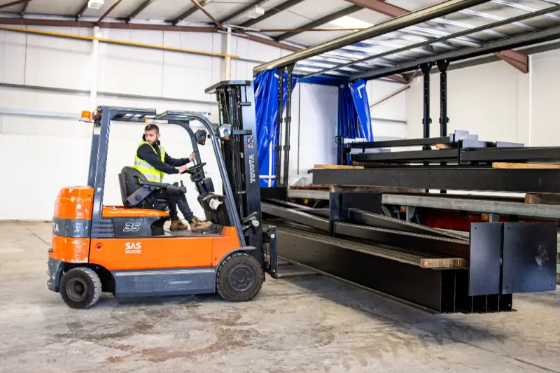 Unloading Mezzanine Floor Beams